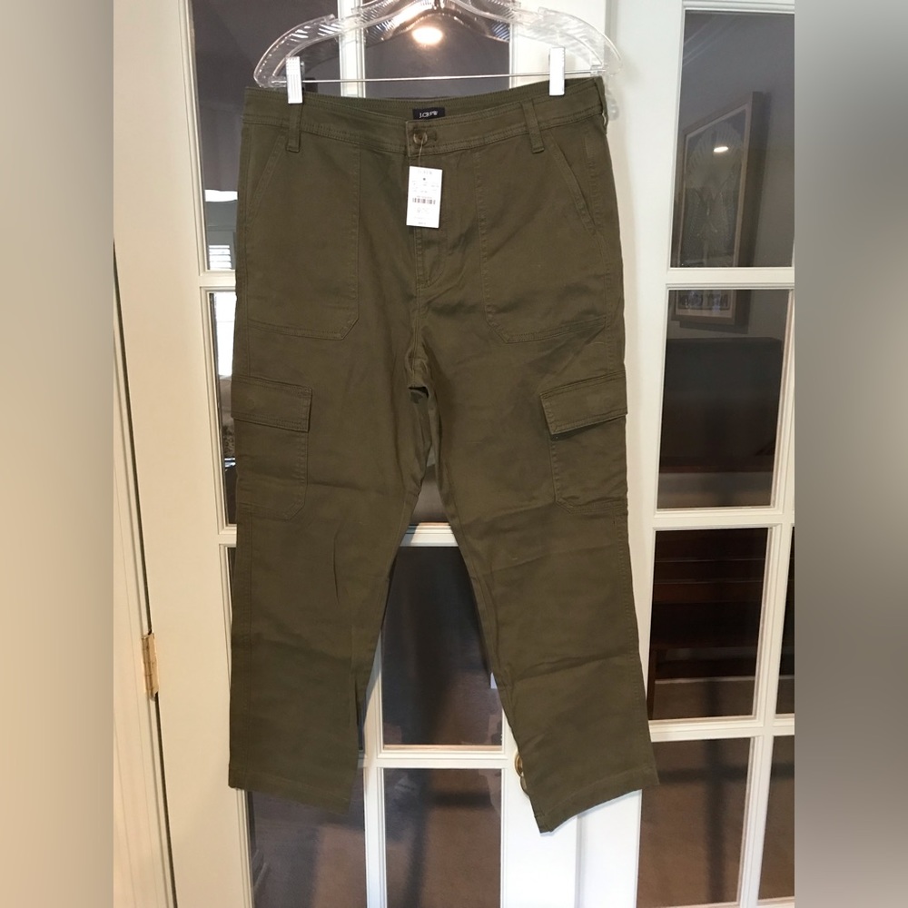 J Crew - High-rise chino cargo pant / size 12/ Army Green / NWT